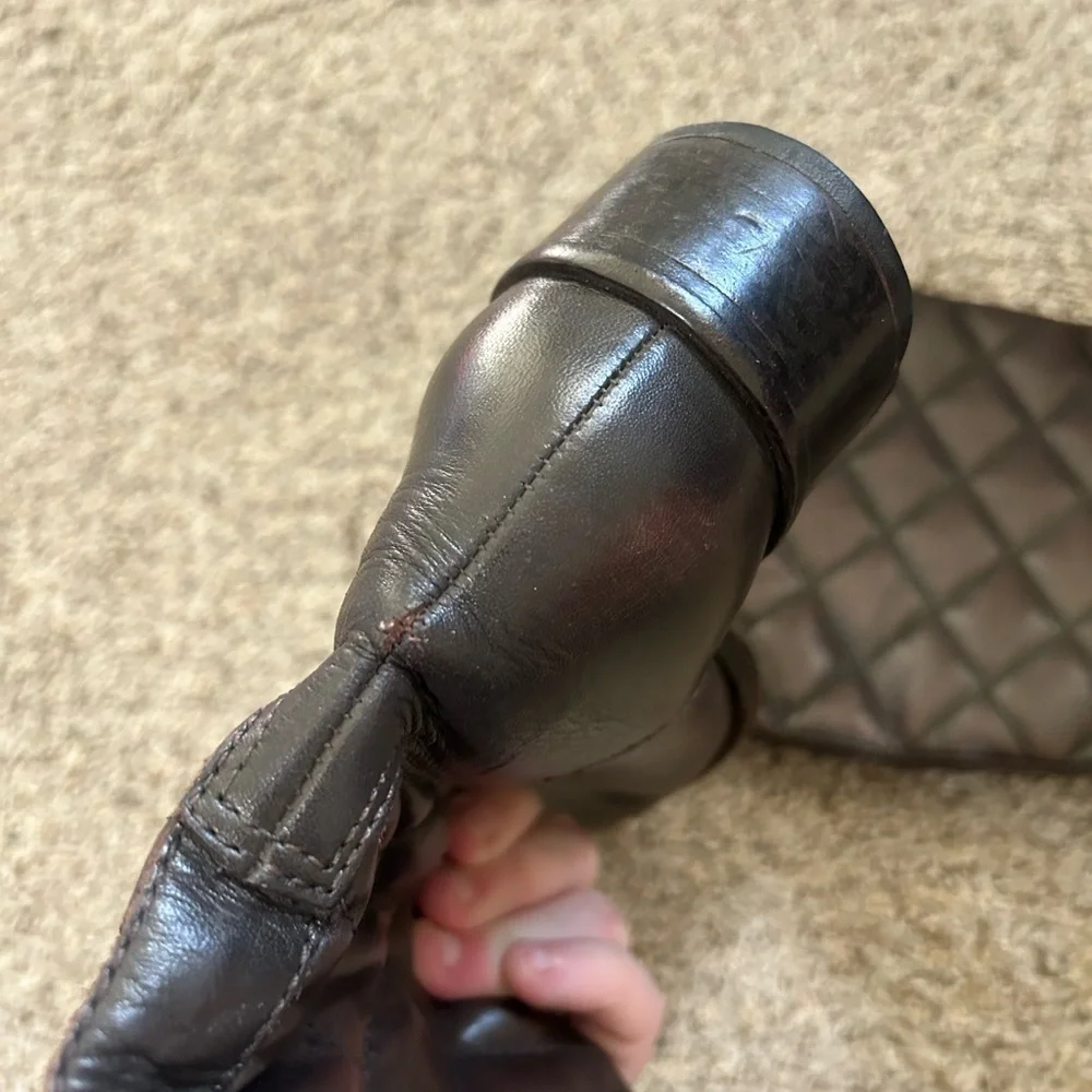 Tory Burch Quilted Pattern Leather Riding Boots Women's Size 6.5 Brown Tall Fall